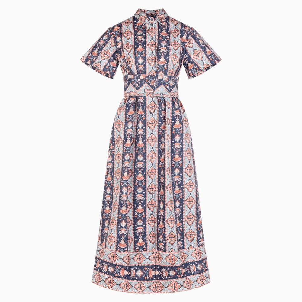 Hill House Blue and Pink Patterned Midi Dress
